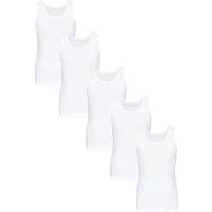 TupTam Meisjes Katoenen Onderhemd 5 Pack Tank Top Mouwloos Kinderen, Wit, 122-128