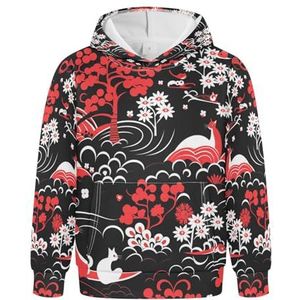 KAAVIYO Rode bloem patroon repetitieve hoodies sweatshirts atletische capuchon schattige 3D-print voor meisjes jongens, Patroon, XS