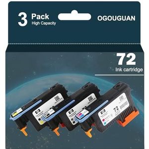 3 stuks CAIDI HP72 gereviseerde printkop (G/PK MK/Y M/C) C9380A C9383A C9384A compatibel met HP T1100 T790 T770 T60 T1300