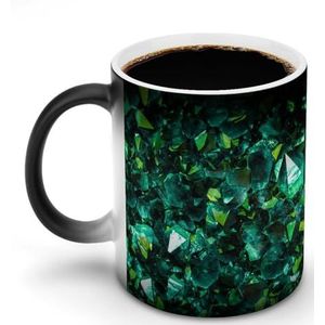 Groene Minerale Kristallen Pas Magische Warmte Veranderende Mok Keramische Cup Koffie Mokken Warmtegevoelige Grappige Gift aan