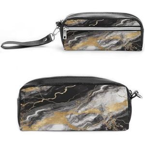 MNVTSKOP Zwart Wit Goud Folie Marmeren Make-up Tas Kleine Cosmetische Reizen Case Draagbare Briefpapier Organizer voor Vrouwen Leraar