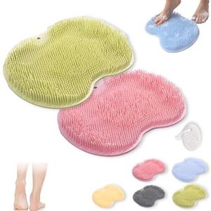 Rufenpurify Siliconen douchevoetschrobbermat, Solespa handsfree siliconen voetschrobbermat, Shopellox voetschrobbers met antislip zuignappen en afvoergaten, gemakkelijk schoon te maken (2 stuks E)