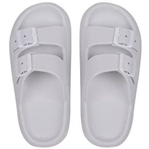 MOEIDO Damespantoffels Woman Summer Slippers Fashion Women Indoor Soft Sole Slides Women Sandals Buckle Platform Flip Flops Shoes (Color : White, Size : 40-41(Fits 39-40))