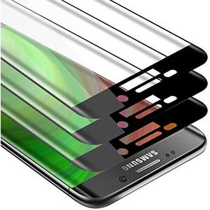 Cadorabo 3x Volledig scherm pantserfolie compatibel met Samsung Galaxy S7 EDGE - Beschermfolie in TRANSPARANT met ZWART - Getemperd (Tempered) Display beschermend glas in 9H hardheid met 3D Touch