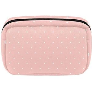 Roze Polka Dots Travel Gepersonaliseerde Make-up Bag Cosmetische tas Toiletry tas voor vrouwen en meisjes, Meerkleurig, 17.5x7x10.5cm/6.9x4.1x2.8in