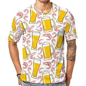 Beer Shrimp heren korte mouw grafisch T-shirt ronde hals print casual tee tops 6XL