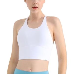 Sportbeha Gymtop Sport-bh Met Gekruiste Rug En Beugelloze Gewatteerde Fitness-yoga-bh For Dames U-hals Veters Outfits Fitness(White,XL)