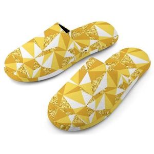 Abstracte geometrische met gouden katoenen pantoffels voor dames, indoor huisschoenen, wasbare pantoffels voor vrouwen 40-41 (9-10)