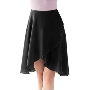 UBOHUZ Balletrok voor dames, chiffon, onregelmatige wikkeljurk, tule, ballerina, danskleding, training voor volwassenen voor vrouwen, Zwart, XXL