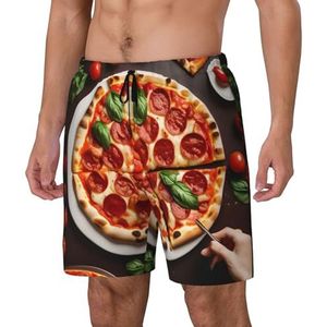 Yyoretp Hawaiiaanse zwembroek met print voor heren, sneldrogende strandshorts met mesh-voering en zakken, Zwart, M