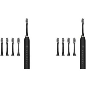 2 Set van Elektrische Tandenborstel 4 Tanden Hoofden IPX7 Waterdichte Automatische Tandenborstel Zwart