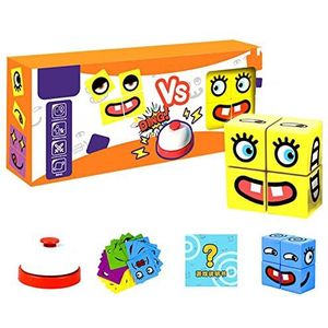 Geranium Houten puzzels, houten uitdrukkingen, speelgoed, magische kubus, gezicht, patroon, bouwstenen, educatief speelgoed, houten bouwsteen, puzzel, geschikt spel voor kinderen