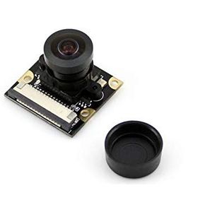 Waveshare Camera Module Kit Wider Field View Fisheye Lens 5 MP OV5647 Sensor 1080P Supports Night Vision Adjustable Focal Length for All Version of Raspberry pi(Pi 2) A/A+/B/B+/2 B