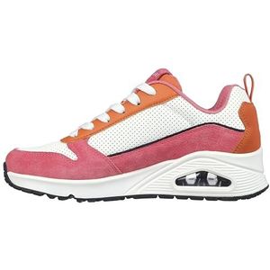 Skechers Uno 2 Much Fun Sneaker voor dames, Roze Suede Oranje en Wit Duraleather M, 40 EU