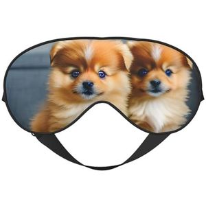 Pomeranians Puppies en Point Sleep Mask Verstelbaar, ademend, modieus oogmasker voor een comfortabele slaapervaring