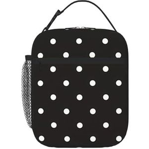 MYGANN Zwart-wit Polka Dot Unisex met Afneembare Draagbare Webbed Geïsoleerde Lunch Tas voor Werk Reizen Camping