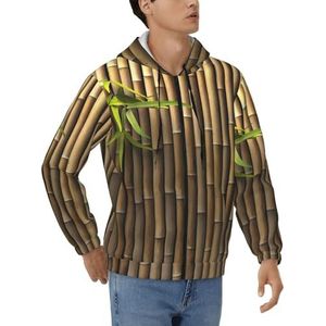 JEJEA Lente Bamboe Print Modieuze Heren Rits Hoodies Zachte Polyester Volledige Zip Up Dikke Sweatshirts, Maten S-3xl, Zwart, S