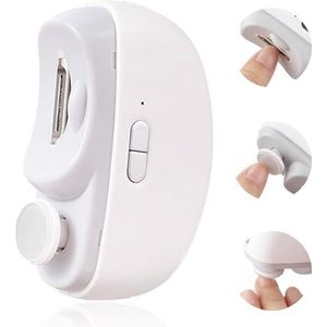 3-in-1 elektrische nagelknipper, automatische nagelknipper 2 snelheden met ledlicht en USB oplaadbare veiligheidsvingernageltrimmer voor baby, kinderen, volwassenen, senioren (wit)