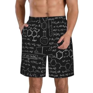 PHTZEZFC Abstracte wetenschap chemie illustratie 3D-print heren strandshorts zomer shorts met sneldrogende technologie, lichtgewicht en casual, Wit, XL