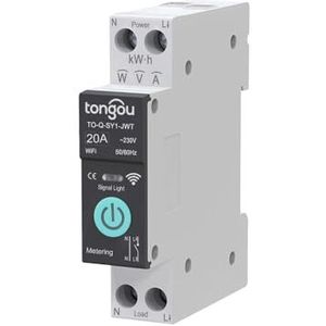 TUYA WiFi Smart Circuit Breaker Switch 1P 6A 10A 16A 20A 25A 32A 40A 50A 63A Smart Home Wireless Remote Control WiFi Switch (20A met meter)