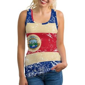 Costa Rica Retro Vlag Lichtgewicht Tank Top voor Vrouwen Mouwloze Workout Tops Yoga Racerback Running Shirts L