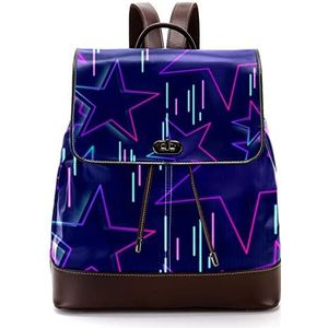 80 stijl achtergrond met blauwe geometrische sterren gepersonaliseerde schooltassen boekentassen voor tiener, Meerkleurig, 27x12.3x32cm, Rugzak Rugzakken