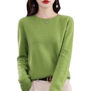 QuyiFa Kasjmier truien voor dames, kasjmier truien dames merino wollen trui dames, trui lichtgewicht gebreide top (groente,XXL)