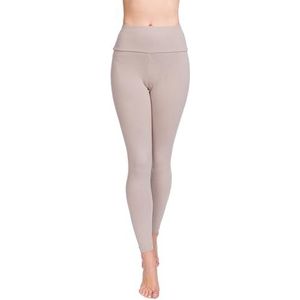 Softsail Rijke dameslegging volledige lengte hoge taille buikcontrole, sport gym yoga fitness elastische broek, dames effen afslankende lichtgewicht leggings in grote maten, Beige, 50