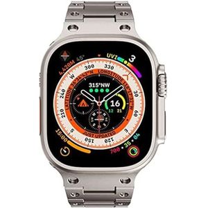 Soyeacrg Compatibel met Apple Watch Band 49 mm 45 mm 44 mm 42 mm 41 mm 40 mm 38 mm, Upgraded Business Echt Titanium Band voor iWatch Ultra 2/Ultra Series SE 9 8 7 6 5 4 3 2 1, Titanium, 42/44/45/49 mm