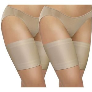 sesto senso 2 paar dijbeenbanden, sexy, elastisch, anti-wrijving met 4 siliconen strips, Set van 2 - beige - glad, S