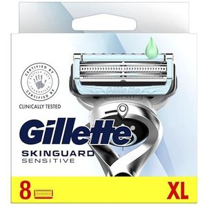 Gillette SkinGuard gevoelige scheermesjes voor heren, 8 stuks scheermesvullingen met precisietrimmer, past op alle Skinguard ProGlide ProShield en Fusion5 handgrepen