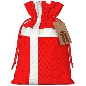Denemarken Deense Vlag Hennep Gebundelde Gift Bag Kerst Opbergtas Geschikt Voor Kerstfeest Gift Verpakking