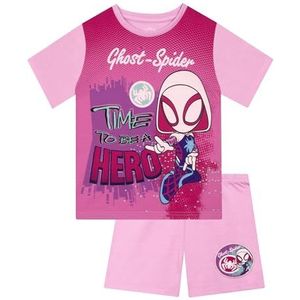 Marvel Pyjama Meisjes, Spidey And His Amazing Friends Kinderpyjama, Ghost Spider Zomerpyjamaset Voor Meisjes, Roze 92