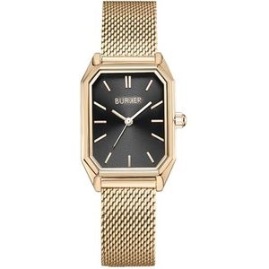 BURKER Horloge Dames Isabell Rechthoekig, Dames Polshorloge met Milanese Horlogeband Analoog Quartz Waterdicht 3 ATM - 28 mm - Goud Zwart