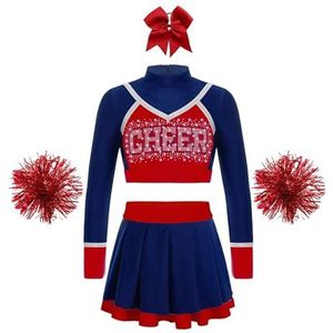 Cheerleader-uniformen, cheerleader-kostuums voor kinderen, cheerleader-uniformset voor schoolmeisjes, animatieuitrusting voor kinderen, danskostuums, danskleding voor jongeren (kleur: