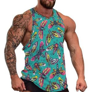Vintage Kleurrijke Insecten Mannen Tank Top Grafische Mouwloze Bodybuilding Tees Casual Strand T-Shirt Grappige Gym Spier