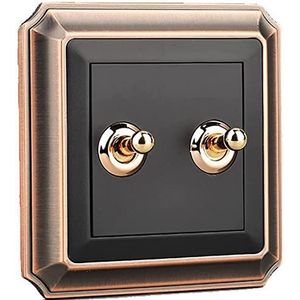 Wandschakelaar, bedieningsschakelaar Zwart mat Retro schakelaar 2-weg Retro tuimelschakelaar 86 Wandcontactdoos Paneelschakelaar 110-250V