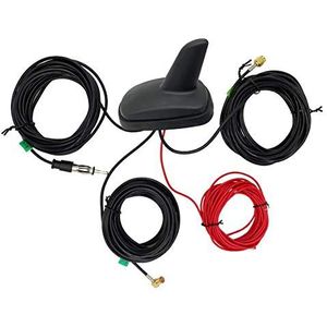 Vecys DAB DAB + FM/AM GPS Autoantenne Haaienvin FM/AM GPS Autodakantenne Signaalversterker SMB naar SMA naar DIN Adapter 5 m RG174 Kabel