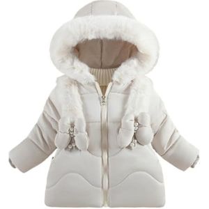 Kinderdonsjack Ultrazachte geïsoleerde jassen Kinderen Warme winterkleding Jongens Meisjes Lichtgewicht gewatteerde bovenkleding Winddichte capuchon Winterjassen Jas for jongens en meisjes(White,12M(S