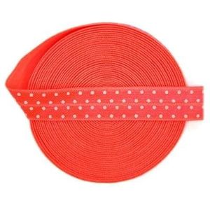 Print Foldover Elastic 5/8"" 15mm Polka Star Spandex Band Hair Tie Hoofdband Jurk Naaien Trim 50 100 Yard door Spool-Dot-Neon Oranje-15mm-50 Yard