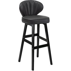 Barkruk Keuken Barkrukken Bar Stoel Ontbijt Krukken Met Gevoerde PU Zitting Gebogen Rugleuning Zwarte Houten Benen Voor Teller Pub Stoel Thuis Keuken (Color : Black, Size : Seat height78 cm)