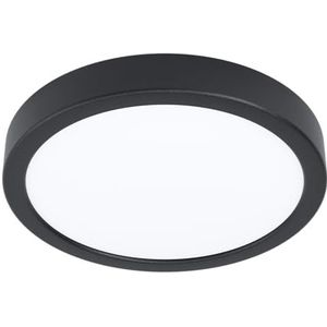 EGLO LED plafondlamp Fueva 5, Ø 21 cm, ronde plafondspot met bewegingsmelder, opbouwlamp van metaal in zwart en kunststof in wit, plafondverlichting warm wit