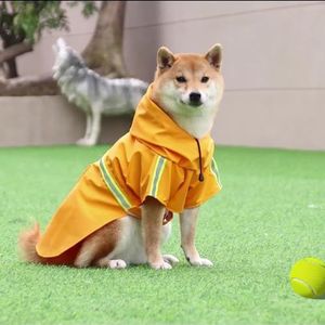 dog raincoat Hondenregenjas, waterdichte regenjas for middelgrote en honden met capuchon, poncho met reflecterende tape, lichtgewicht jack met riemgat. (Color : Yellow, Size : 4XL)