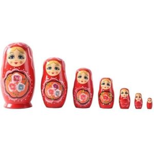 Nestelende Poppen 8 lagen handgemaakte Russische Matryoshka houten stapelpop voor woondecoratie Matroesjkapoppen (Color : Rot, Size : 8 layer)