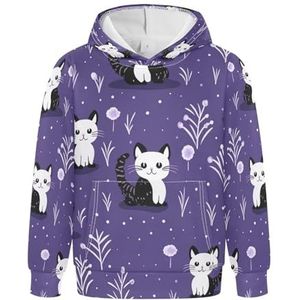KAAVIYO Katten kunst paarse hoodies atletische hoodies schattige 3D-print voor meisjes jongens, Patroon, XXS
