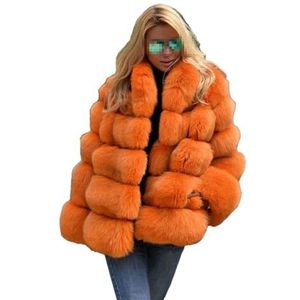 Ownwfeat Dames bontjassen met lange mouwen Winter Faux Fur Jassen, Oranje, XL