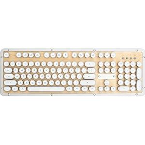 Azio Retro Classic MK-RETRO-BT-W-02-US Draadloos mechanisch toetsenbord met achtergrondverlichting/USB van esdoornhout voor pc/Mac (Mapel)