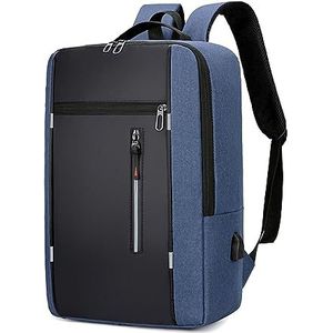FZDZ Rugzak, draagbare rugzak, camping, reistas, zakelijke dagrugzak met USB-oplaadpoort, geschikt voor laptops van 15,6 inch voor mannen en vrouwen, Blauw, Eén maat