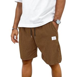 TARAINYA Corduroy Shorts Heren Katoen Koord Zomer Stretch Casual Shorts met Zakken Bruin M