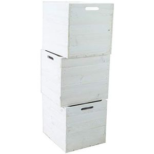 Set van 3 houten kisten, opbergkist, ladenbox, geschikt voor alle kallaxrekken en Expidit rekken, kallaxsystemen, wijnkist, fruitkist, plankkist, afmetingen 33 x 37,5 x 32,5 cm, kallax dozen inzetstuk (set van 3, wit)